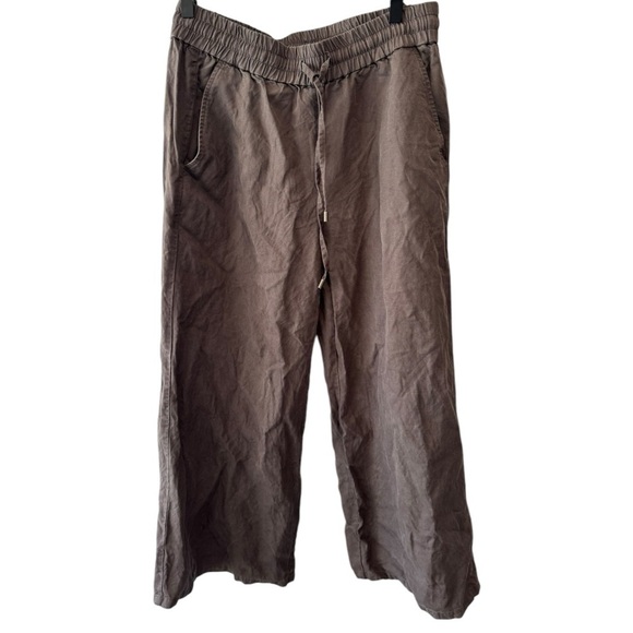 Eileen Fisher Tencel and Linen Blend Cropped Ankle Pull on Pants - Picture 1 of 5